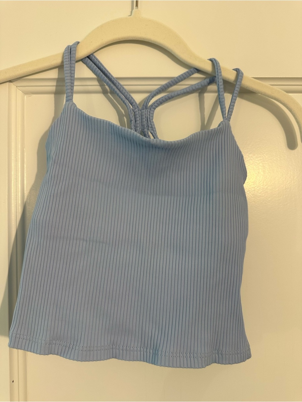 Carbon38 Light Blue Ribbed Strappy Women's Tank Top